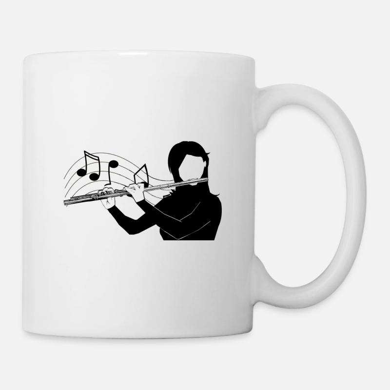 Joueuse de flûte traversière note de musique - Mug blanc - blanc