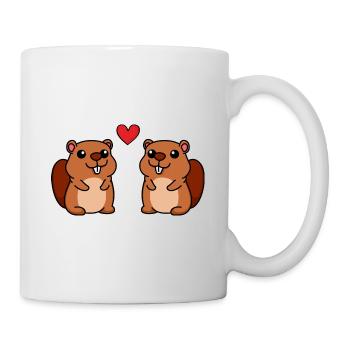 Biber Comic Paar liebe - Tasse - Weiß - Rechts