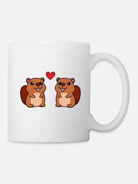 Beaver Comic Couple Amour - Mug blanc - blanc