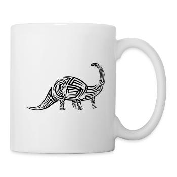 Dinosaur Brontosaurus Tribal Tattoo - Mug - white - Right