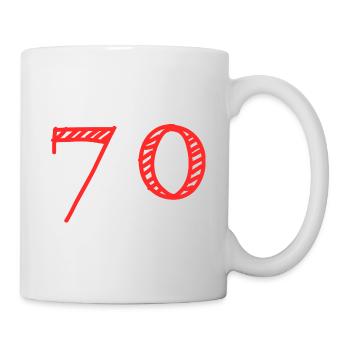 70 JAHRE. 70-jähriges JUBILÄUM. JUBILÄUM 70 JAHRE. 70 - Tasse - Weiß - Rechts
