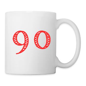 90 JAHRE. 90-jähriges JUBILÄUM. JUBILÄUM 90 JAHRE. 90 - Tasse - Weiß - Rechts