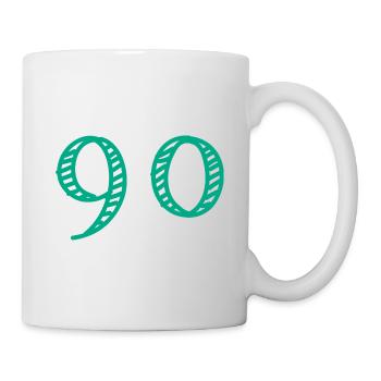 90 JAHRE. 90-jähriges JUBILÄUM. JUBILÄUM 90 JAHRE. 90 - Tasse - Weiß - Rechts