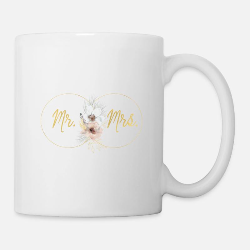 Mr. Mrs. Boho Floraler Kranz - Tasse - Weiß
