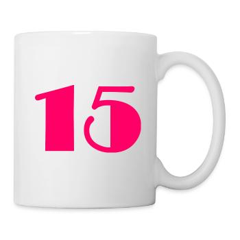 15. 15 JAHRE. 15-jähriges Jubiläum. GEBURTSTAG 15 JAHRE. - Tasse - Weiß - Rechts