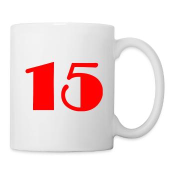 15. 15 JAHRE. 15-jähriges Jubiläum. GEBURTSTAG 15 JAHRE. - Tasse - Weiß - Rechts
