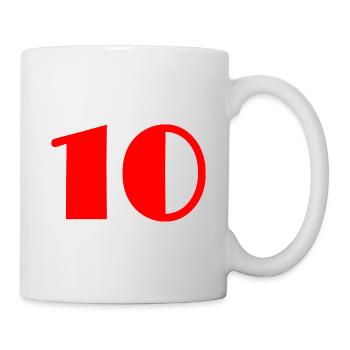 10 JAHRE. 10-JÄHRIGES JUBILÄUM. GEBURTSTAG 10 JAHRE. ZEHN - Tasse - Weiß - Rechts
