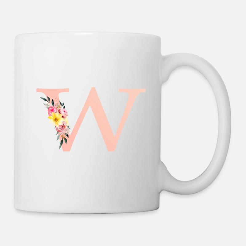 W Monogramme Floral - Mug blanc - blanc