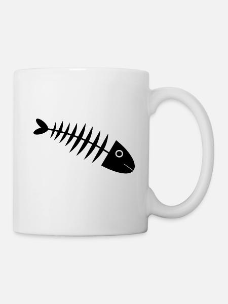 Fischgräte Fisch angeln - Tasse - Weiß