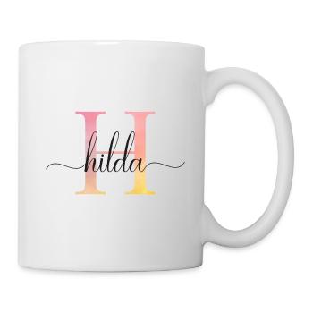 H | Monogramm | Name | Hilda |Watercolor - Tasse - Weiß - Rechts