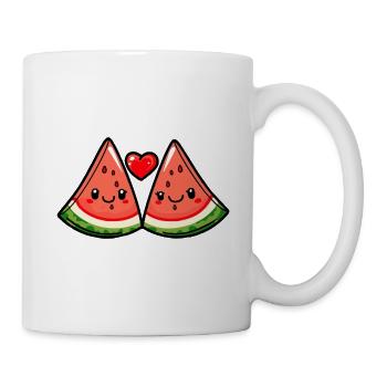 Couple de pastèque amour coeur Saint-Valentin - Mug blanc - blanc - Droite