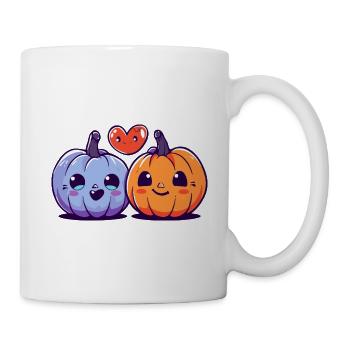 Couple de citrouilles amour coeur Saint-Valentin - Mug blanc - blanc - Droite