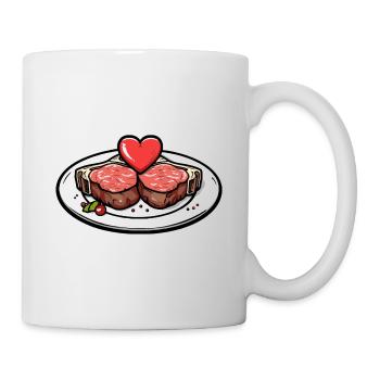 Steak Meat Giillen Couple Love Heart - Mug - white - Right