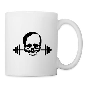 Langhanteln mit Totenkopf / Barbells with skull - Tasse - Weiß - Rechts