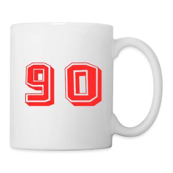 90 JAHRE. 90-jähriges JUBILÄUM. JUBILÄUM 90 JAHRE. 90 - Tasse - Weiß - Rechts