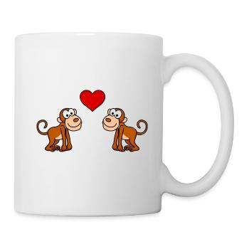 Affe Comic Paar Liebe - Tasse - Weiß - Rechts