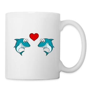 Shark Comic Couple Amour - Mug blanc - blanc - Droite