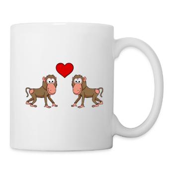 Monkey affe comic Paar liebe - Tasse - Weiß - Rechts