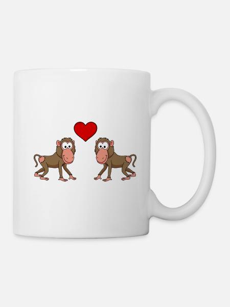 Monkey monkey comic couple love - Mug - white