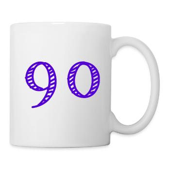 90 JAHRE. 90-JÄHRIGES JUBILÄUM. GEBURTSTAG 90 JAHRE. JAHR - Tasse - Weiß - Rechts