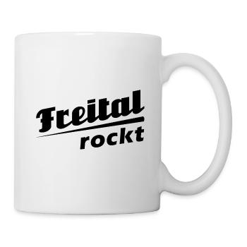 Freital rockt - Textdesign mit Stadtnamen - Tasse - Weiß - Rechts