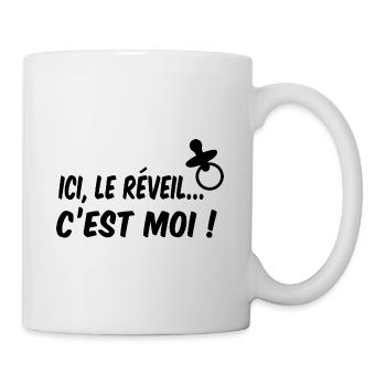 Ici, le réveil c'est moi - Mug blanc - blanc - Droite