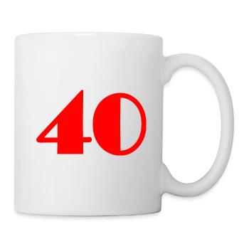 40. 40 JAHRE. 40-jähriges Jubiläum. GEBURTSTAG 40 JAHRE. - Tasse - Weiß - Rechts
