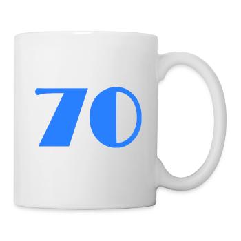 70 JAHRE. 70-JÄHRIGES JUBILÄUM. GEBURTSTAG 70 JAHRE. 70 - Tasse - Weiß - Rechts