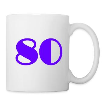 80. 80 JAHRE. 80-JÄHRIGES JUBILÄUM. GEBURTSTAG 80 JAHRE. - Tasse - Weiß - Rechts