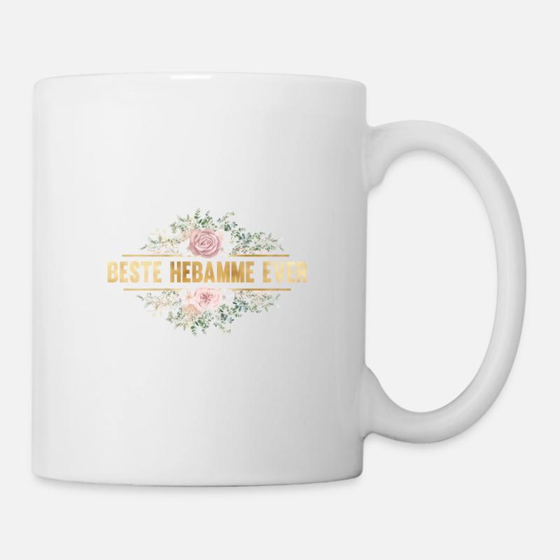 BESTE HEBAMME ! Blumen, Boho, personalisierbar - Tasse - Weiß