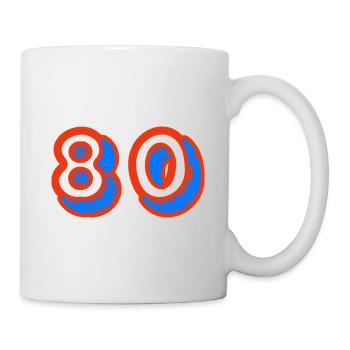 80. 80 JAHRE. 80-JÄHRIGES JUBILÄUM. 80. GEBURTSTAG. - Tasse - Weiß - Rechts
