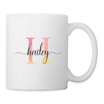 H | Monogram | Name | Hailey|Watercolor - Mug - white - Right