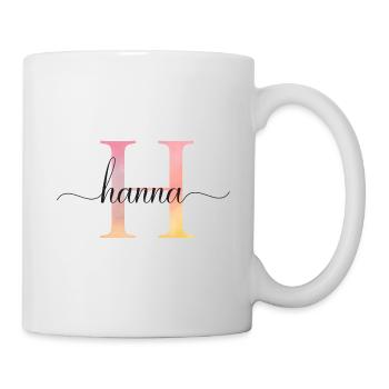 H | Monogramm | Name | Hanna |Watercolor - Tasse - Weiß - Rechts