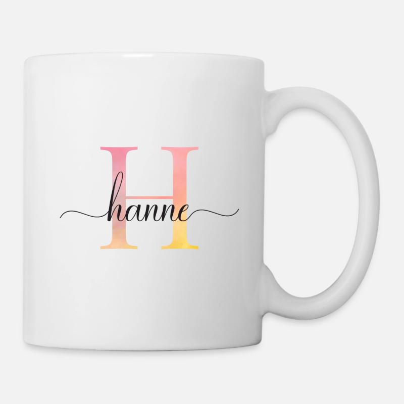 H | Monogramm | Name | Hanne |Watercolor - Tasse - Weiß