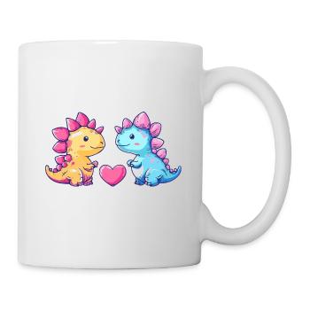 Dinosaure stégosaure couple amour - Mug blanc - blanc - Droite
