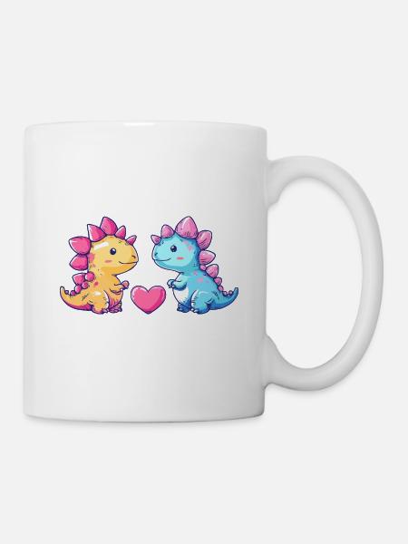Dinosaurier stegosaurus Paar Liebe - Tasse - Weiß