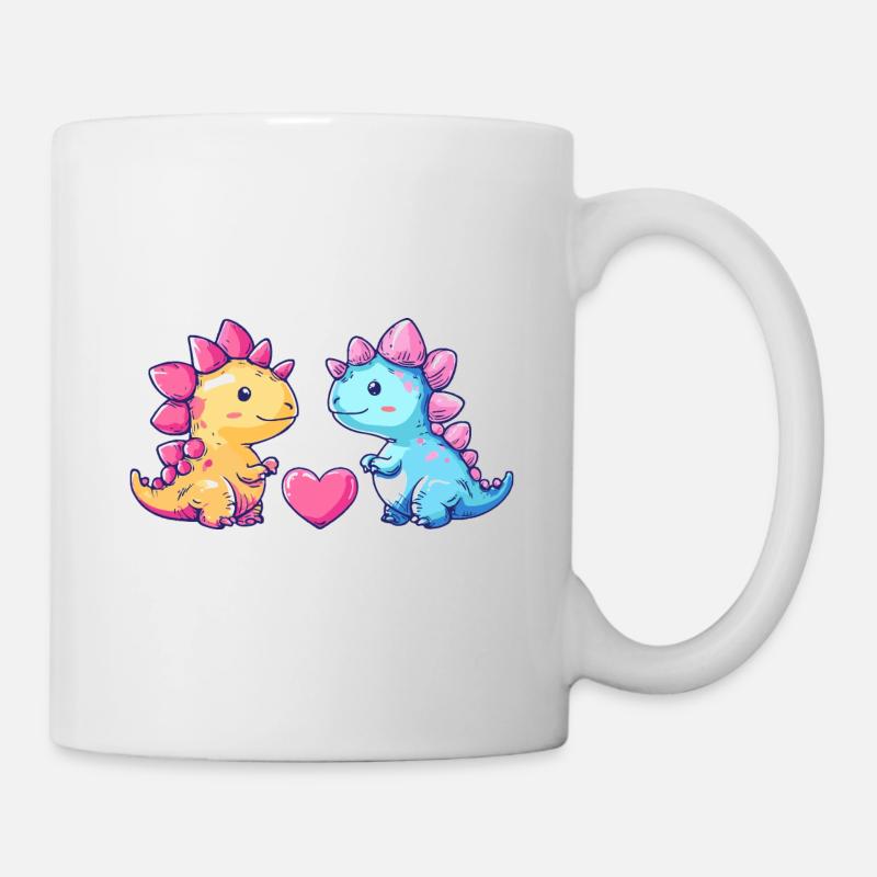 Dinosaurier stegosaurus Paar Liebe - Tasse - Weiß