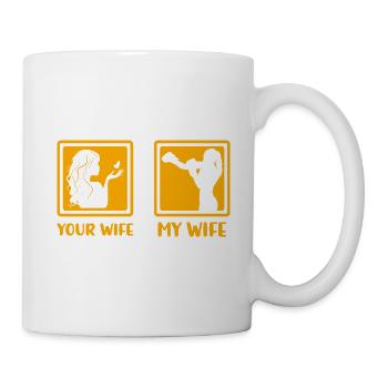 Boxende Ehefrau Frau - Tasse - Weiß - Rechts