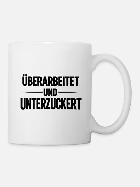 Ueberarbeitet und unterzuckert schwarz - Tasse - Weiß