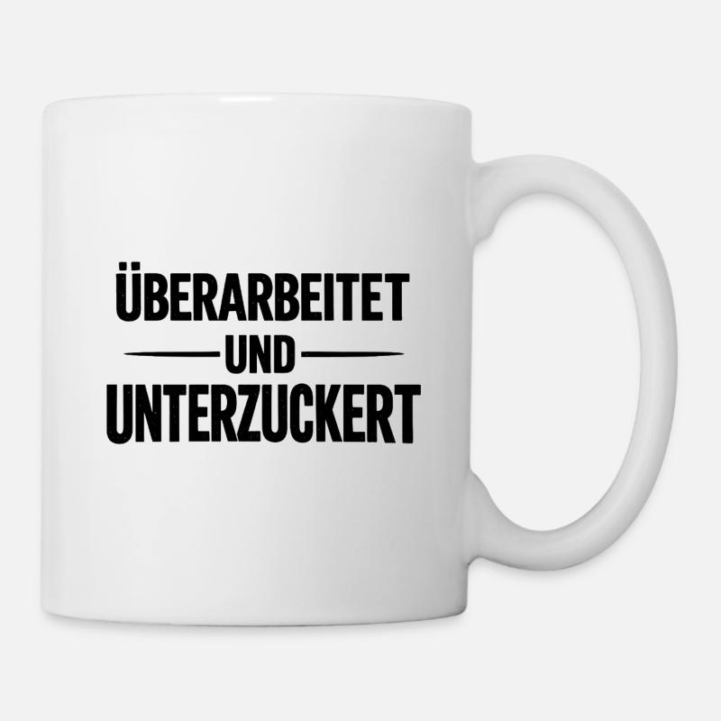 Ueberarbeitet und unterzuckert schwarz - Tasse - Weiß
