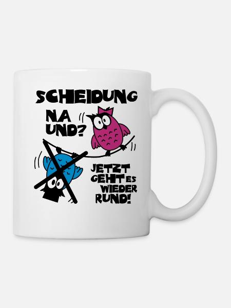 Scheidung na und - Brauteule mit Bräutigam X - Tasse - Weiß