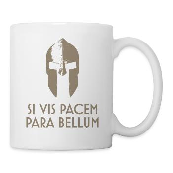 Spartan Helm latin motto Si Vis Pacem Para Bellum - Mug - white - Right