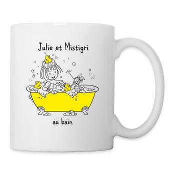 Julie et Mistigri au bain - Mug blanc - blanc - Droite