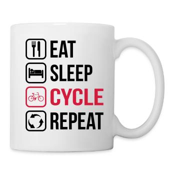 Eat Sleep Cycle Repeat - Tasse - Weiß - Rechts