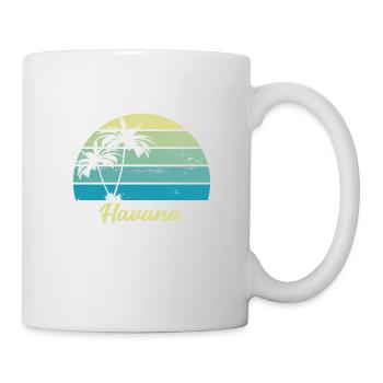 Havane palme bleu cadeau vintage retro - Mug blanc - blanc - Droite
