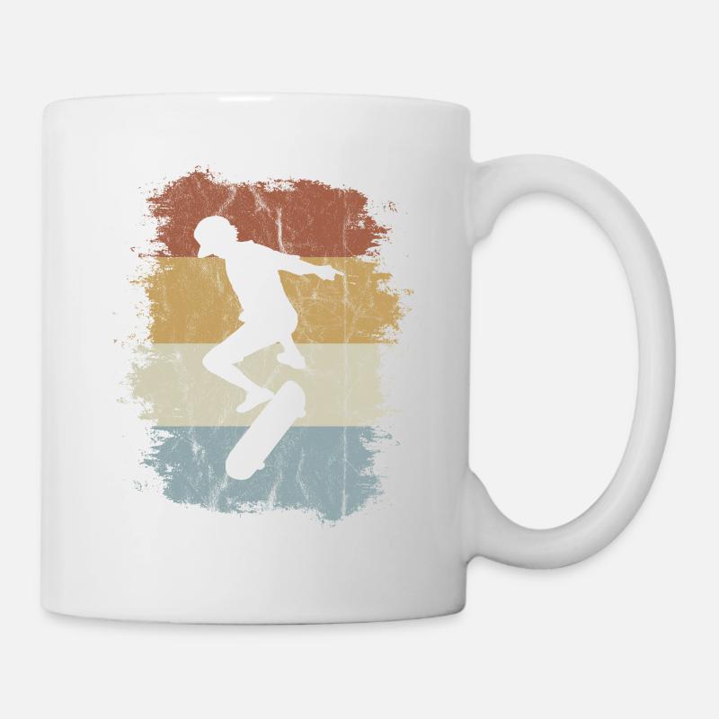 Cadeau de skateboard kickflip rétro vintage patineur - Mug blanc - blanc