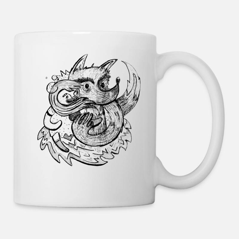 Firefox und der Wolf - Tasse - Weiß