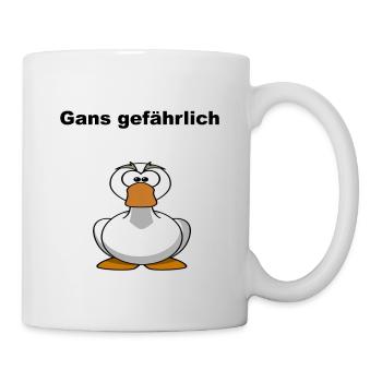 Gans gefährlich Tier Comic Wortspiel Geschenkidee - Tasse - Weiß - Rechts