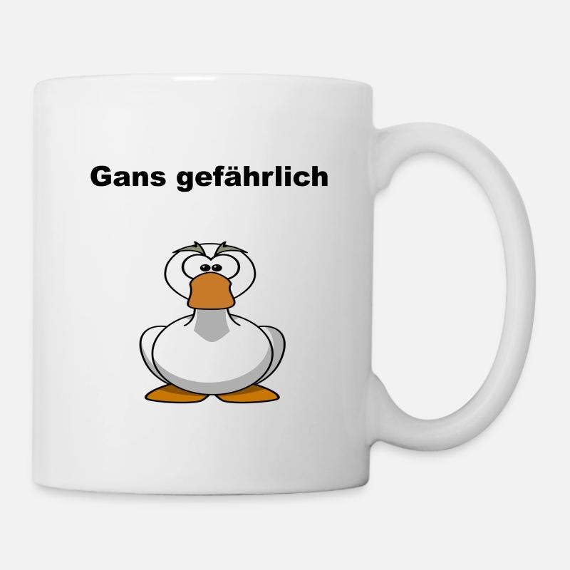 Gans gefährlich Tier Comic Wortspiel Geschenkidee - Tasse - Weiß
