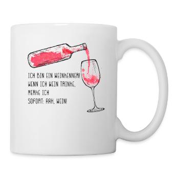Wein, Weinkenner, Weinliebhaber, Geschenkidee - Tasse - Weiß - Rechts
